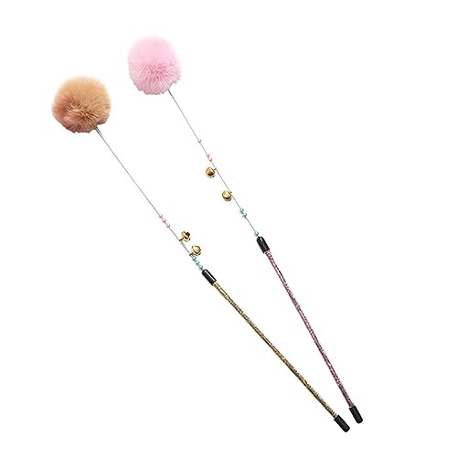 Warmhm 2stücke Katzenspielzeug Federwedel Für Katze Mit Plüschball Glöckchen Abs-perlen Rutschfestem Griff Interaktives Spielen Zu Hause Katze Bedarf Katzenspielzeug