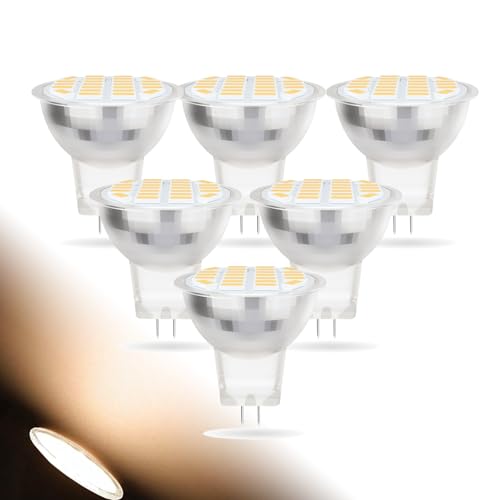 BVCL MR11 GU4 LED Lampen 3W MR11 12-24V LED Ersatz für 30W Halogen Lampen LED Einbaustrahler 300 Lumen 2 Pin Non Dimmbar 6 stück Warm White 3000K