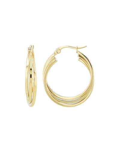 Akzent Wasserfeste Edelstahl Ohrringe Creolen Damen in Gold 100% Wasserfest Hautverträglich Mehrreihig