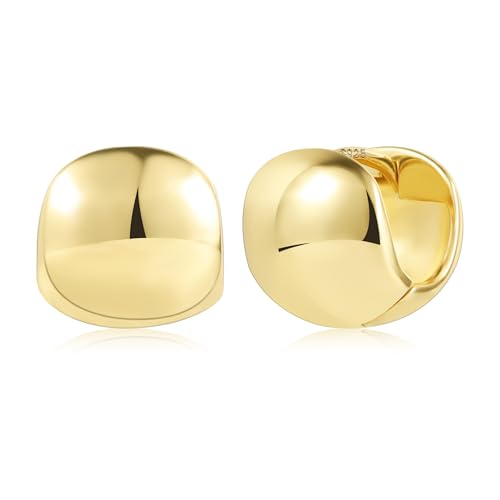 ALEXCRAFT 14K Dicke Creolen Gold Ohrringe Klein Damen Chunky Vergoldete Ohrringe Geschenk für Frauen Freundin Mama Mädchen