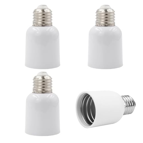 INTIRILIFE E27 auf E40 Lampensockel Adapter in Weiss - 4X Lampenadapter zum Umformatieren von E40 Lampe auf E27 Fassung - 4er Set Konverter für Lampenfassung LED Lampen Glühlampen CFL-Lampen