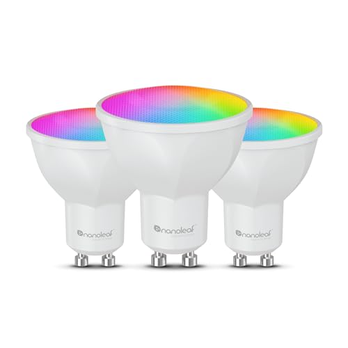 Nanoleaf Matter Essentials Glühbirne 3 Smarten RGBW GU10 LED Lampen - Matter über Thread Bluetooth 16 Mio. Farben LED Lampen Bildschirm Sync Funktioniert mit Alexa Google Home Apple Deko Gaming