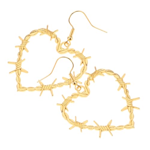 Healeved Herz Fallen Widerhaken Spitze Herz statement Herzohrringe Draht Halloween Für Gotisch Strandohrringe Golden Legierung