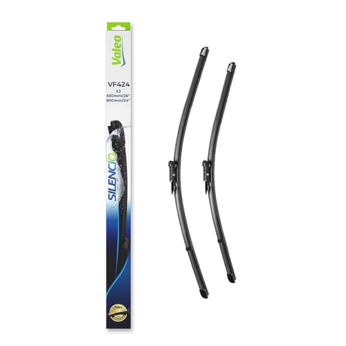 VALEO Silencio Wischer - VF324 - Leistungsstarke hervorragende Sicht auf der Straße einfache Montage - originale Flachblätter 600mm 450mm - Vorne - Set mit 2 Wischerblättern - 574365