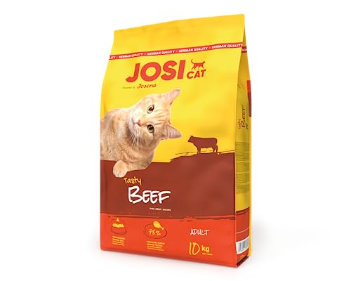JosiCat Tasty Beef 1 x 10 kg Premium Trockenfutter für ausgewachsene Katzen Katzenfutter powered by JOSERA 1er Pack