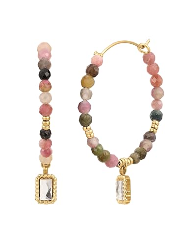 Eastside Damen aus Edelstahl gelbvergoldet 14 Karat Zirkonia Turmalin weiß multicolor