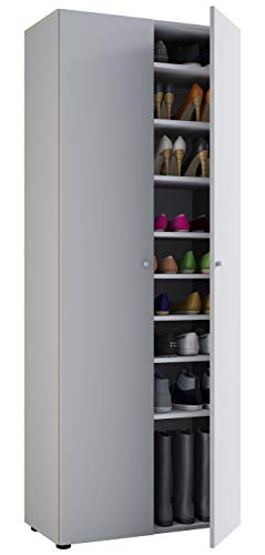 VCM XXL Holz Großer Schuhschrank Schuhkommode Schuhregal Groß Vandol 9 Fächer Weiß
