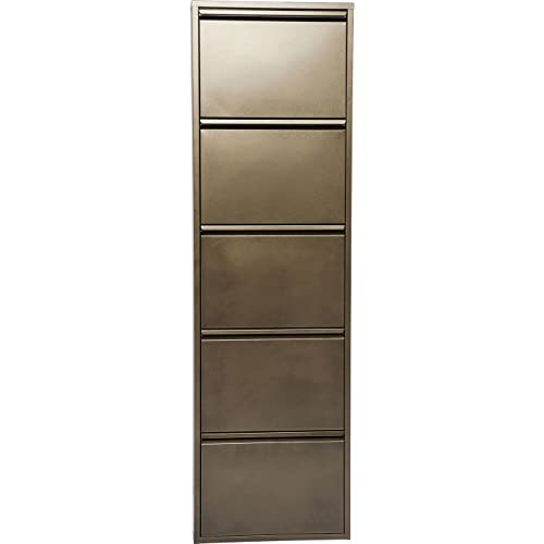 Kare Design Schuhschrank Caruso Bronze Metall mit 5 Klappen Schuhablage für 10 Paar Schuhe schmal platzsparend hoch Schuhregal Eingangsbereich 170x50x14 cm H-B-T