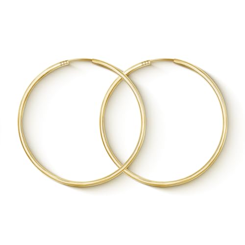 EDELIND Creolen Gold 333 Echtgold 50 mm - groß Ohrringe 2 mm breit - Gelbgold für Damen - mit edler Geschenkbox