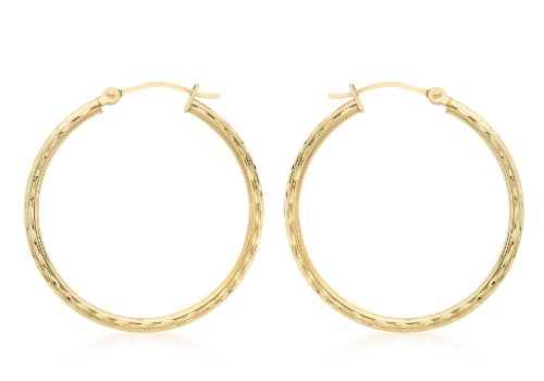Carissima Damen 24 mm Diamantschliff Creole Ohrringe 9k 375 Gelbgold 1.53.4809