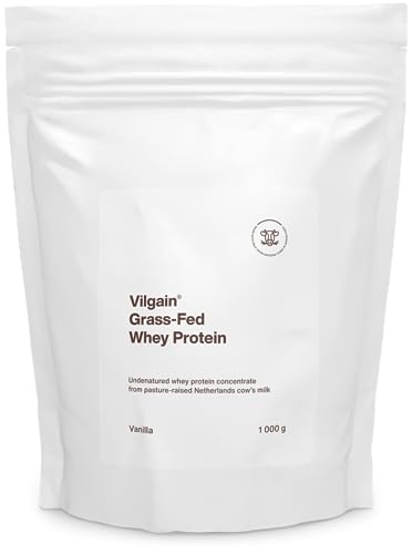 Vilgain Whey Protein Pulver Grass-Fed 100% Reines Molkenproteinpulver Schnelle Muskelerholung und Aufbau Natürlicher Geschmack Premium-Qualität Pulver Vanille 1000 g