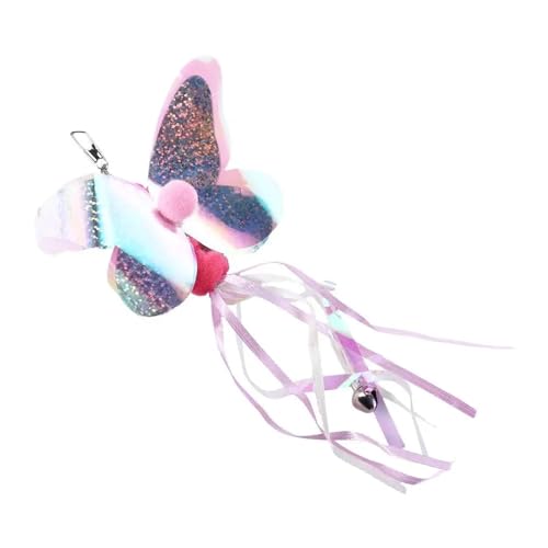 L6NqIAG Süßes Katzenspielzeug mit Honigbiene und Libellule Teaser-Zauberstab Glocke Katzenspielzeug-Zubehör Katzenspielartikel -Butterfly
