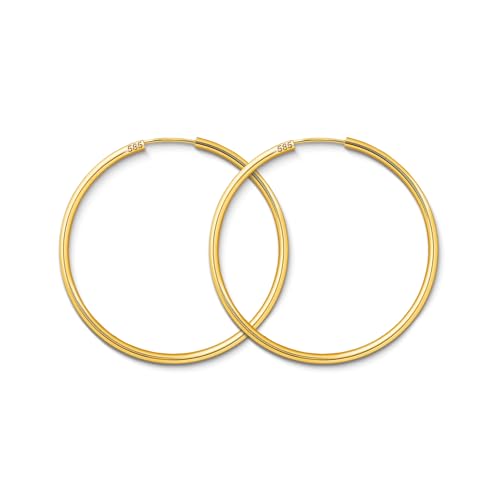 EDELIND Creolen Gold 40mm 585 Gelbgold - Hoop Ohrringe 14 Karat Echt Gold für Damen Mädchen Breite 2 mm - Basic Goldschmuck Damenohrringe mit Schmuck Geschenk Box Made in Germany