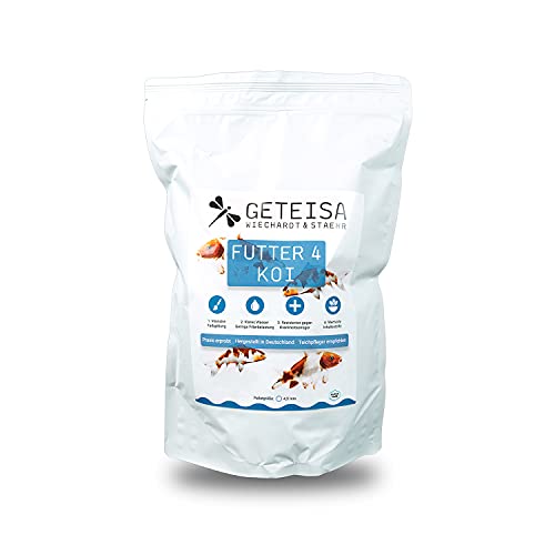 GETEISA Futter 4 Koi 10 kg - Hochwertiges Basis-Koi-Futter mit 4 5mm Pellets Nährstoffreich Fördert Farbintensität und Vitalität Leicht Verdaulich Made in Germany