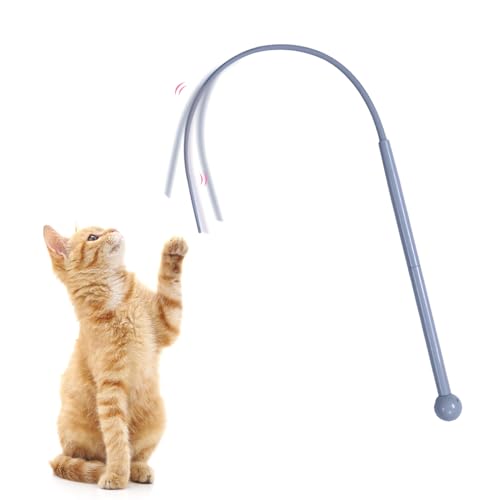Nexoria Katzenangel Interaktives Katzenspielzeug Angel Katzenspielzeug Selbstbeschäftigung Silikon Katzenangel mit Sound Katzenspielzeug Intelligenz Katzenspielzeug Stab für Katzen Blau