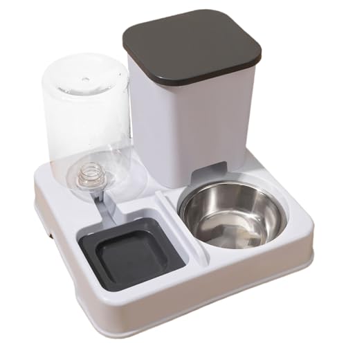 Bomefoi Automatischer 2-in-1 Futterautomat Katze Futter- Und Tränke Für Tierfutter rutschfeste Automatische Trinkflasche Schwerkraft Futterstation Für Haustiere Tragbare Futterautomaten
