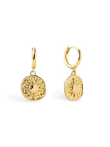 SINGULARU - Solstice Sun Creolen. Messing mit 18 Kt Vergoldeter Beschichtung. Schmuck für Damen.
