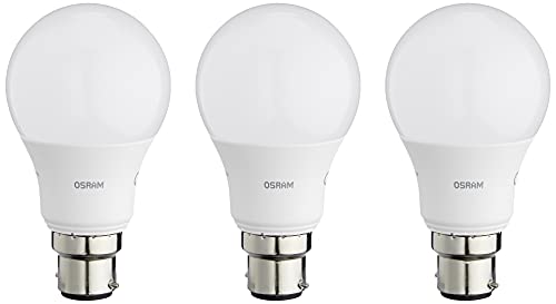 Osram LED Base Classic A Lampe in Kolbenform mit B22d-Sockel nicht dimmbar Ersetzt 60 Watt Matt Warmweiß - 2700 Kelvin 3er-Pack