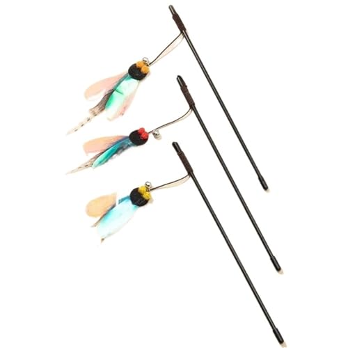 DJSKLDF Katzenangel Cat Toys Feather Toy for Cats Teaser Stick Bite Resistant Butterfly Interactive Durable with Bell Pet Products