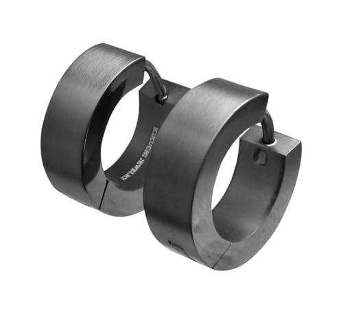 Kikuchi Edelstahl Titan Stäbchen 15 5 Damen Klapp Creolen Matt Mattiert ERTS033 2x Eisenschwarz