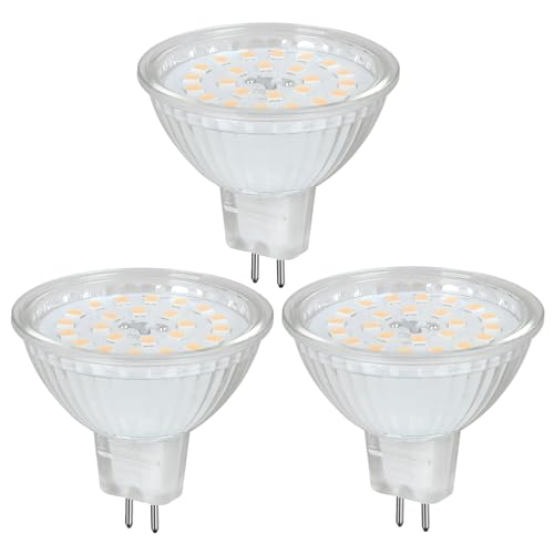 HCFEI 3er MR16 LED Leuchtmittel 12V 4W Lampe Strahler Spot 485lm Kein Stroboskopeffekt GU5.3 LED Strahler 120 Classic Glas Ersetzt 50 Halogenlampen 5 Jahre Garantie Warmweiß 3000K