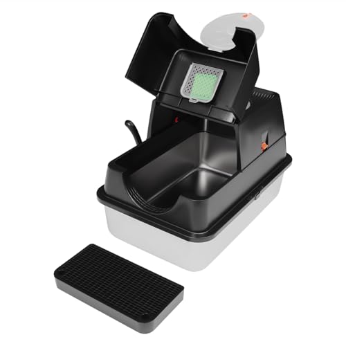 Katzentoilette 28L Katzenstreubehälter Mit Deckel Schaufel und Pedal Geschlossen Katzenklo Katzen WC bis 10kg auslaufsicher und leicht zu reinigen Schwarz