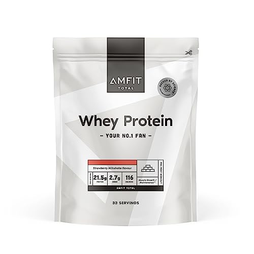 Amazon-Marke Amfit Nutrition TOTAL Whey Protein Pulver Geschmacksrichtung Erdbeer-Milchshake 33 portions 1 kg 1er Pack