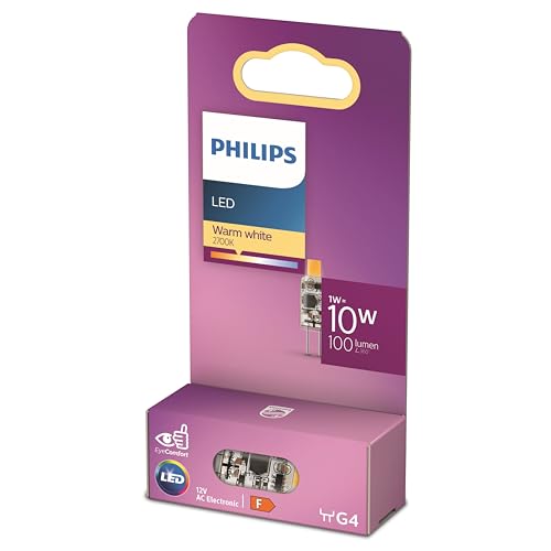 Philips LED Standard Brenner Ersatz für Halogen 10W G4 Sockel warmweißes Licht 2700K Klar