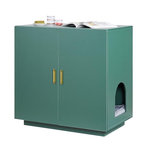 VEVOR Katzenschrank 800x500x790 mm Katzenklo Schrank Katzenkommode aus Holz mit Belüftungslöchern Katzenhausmöbel mit Doppeltür Beistelltisch passend für die meisten Katzentoiletten