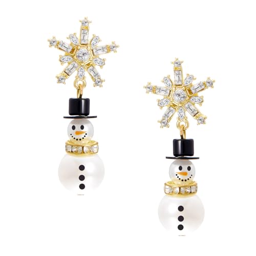 Weihnachten Schneemann Schneeflocke Creolen Mit Perlen Und Kristallen Akzent Festival Schmuck Zubehör Für Frauen Kristalle Piercing Schmuck