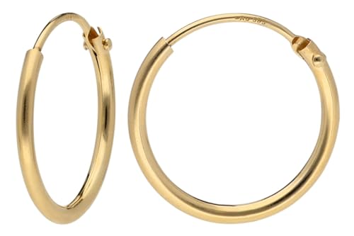 trendor Damen-Ohrringe Gold 585 14K Creolen Breite 1 3 mm 15 mm 15171