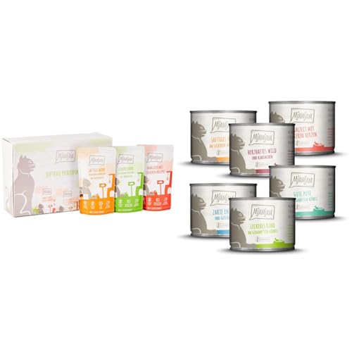MjAMjAM - Premium Nassfutter für Katzen - Mixpaket 1 - Huhn Rind Herzen 12er Pack 12 x 125 g Premium Nassfutter für Katzen - Mixpaket 3 - Wild Kaninchen Pute Ente Geflügel 6 x 200 g