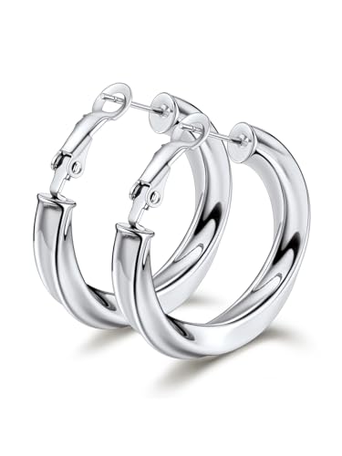 Bestyle Silberne Chunky Huggie für Runden Helix Piercings Chirurgenstahl Durchmesser 30MM Ohr Modeschmuck für Frauen