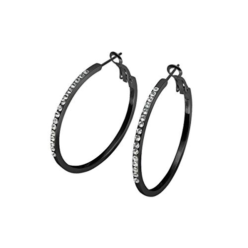 Soul-Cats 1 Paar schwarze Creolen mit Strass Größe 4 cm