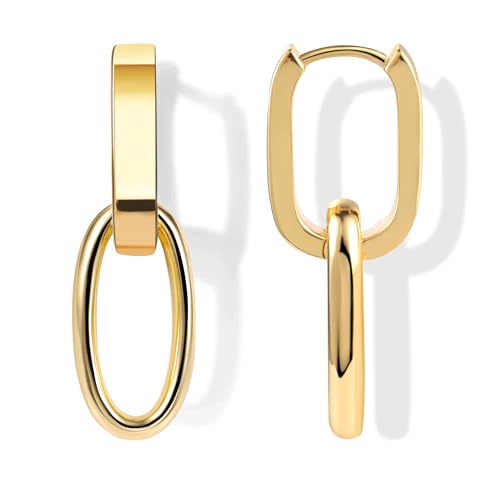 ALEXCRAFT Hängend Doppel Eckige Quadrat Rechteckige Oval Anhänger 925 Hängend Kleine Lange Ohrhänger Tropfenohrringe Boho