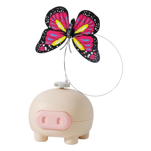 MiOYOOW Katzen Übungsspielzeug Automatischer Schmetterlings Teaser Cartoon-Design Interaktives Katzenspielzeug für Hauskatzen Kätzchen die Spielen und Jagen