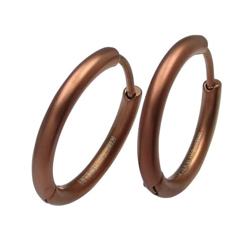 Kikuchi Stab Tube Ohrclicker Edelstahl Hoops Bronze Braun Matt Sandgestrahlt 20mm für Herren ERTS013