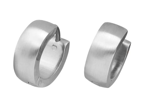 Kikuchi Klapp Creolen Titan Stäbchen Edelstahl Ohrringe Hoop Bogen Herren Damen 5 mm 13 mm Silber Matt Gebürstet ERTS029