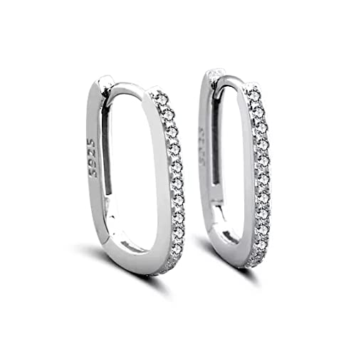 VICKWOOD Creolen Klein Eckig 15 mm Damen Ohrringe Echt 925 Silber Vergoldet mit 18K in Gold Silber Schmuck Geschenk für Frauen Zirkonia Silber