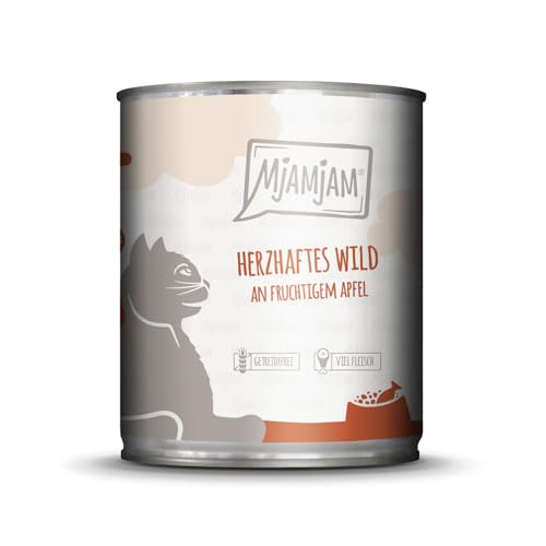 MjAMjAM - Premium Nassfutter für Katzen - herzhaftes Wild an fruchtigem Apfel 1er Pack 1x800g getreidefrei