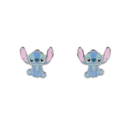 Disney Stitch Cartoon Emaille Ohrstecker für Mädchen Einheitsgröße Versilbertes Messing Kein Edelstein
