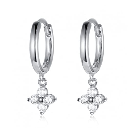 s925 Drop für Frauen glänzend zirkon vierblättriges Ohr Ringe Party Hochzeit Geschenke