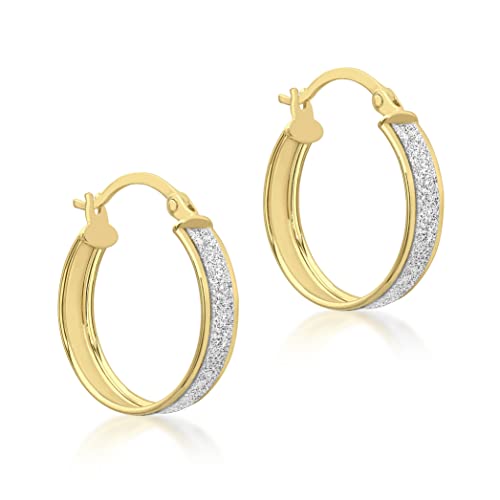 CARISSIMA Damen-Creolen 9ct Yellow Stardust Creole Earrings 375 Gelbgold-1.51.1159