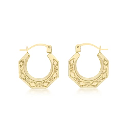 CARISSIMA Damen-Ohrringe 9 Karat gelb Gold Small Patterned Creole - 1.53.7499