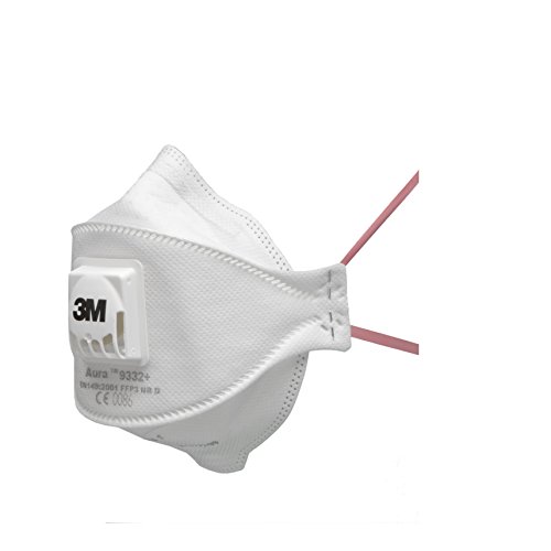 3M Aura 9332 FFP3 Atemschutz-Maske Einwegmaske mit höchster Schutzstufe FFP3 für maximalen Schutz 5 Stück Weiß