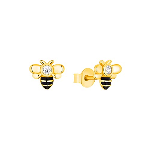 Prinzessin Lillifee Ohrstecker 925 Sterling Silber Mädchen Kinder Ohrschmuck mit Zirkonia synth. 0 7 cm Gold Biene Kommt in Schmuck Geschenk Box 2035990