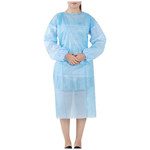 QIMANZI 3 5 10 20 Stück Einweg-Isolationsschutzkleidung wasserdicht Schutzkleidung Stillkleid Staubfreie Arbeitskleidung Schutzkleidung Krankenschwester-Uniform-Arbeitskleidung Blau 5PCS