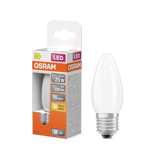 Osram LED-Lampe Star Kerzenform B25 Filament 2700 K warmweiß 1 8 W E27 matt 250 lm 15.000h für Tischleuchten dekorative Einbauten