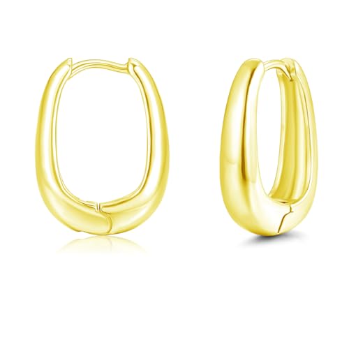 Loutade Goldene Sterling Oval Hypoallergen Leichte U förmige Huggie Knorpel Schlafen Geometrische Kreolen für Frauen