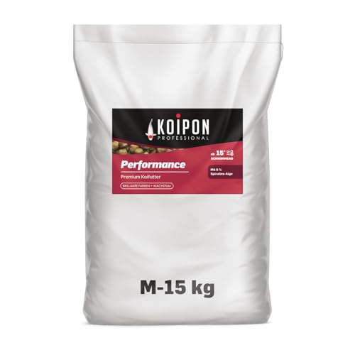 KOIPON Performance 15 kg Koifutter Sommer für Farbe schwimmend 6% Spirulina Teichfutter 6 mm Pellets Koifutter als Goldfischfutter geeignet